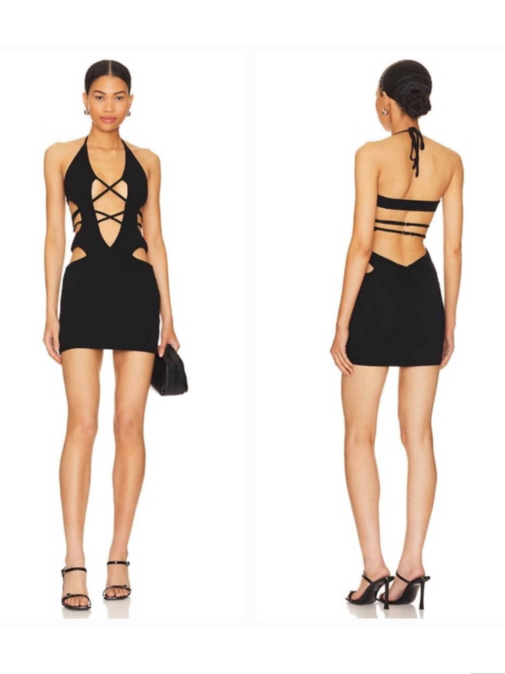 Superdown - Black Strappy Cutout Mini Dress